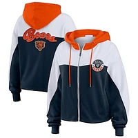 Women's WEAR by Erin Andrews Navy/White Chicago Bears Color Block Full-Zip Hoodie