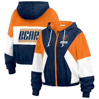 Women's WEAR by Erin Andrews Navy/Orange Chicago Bears Color Block Full-Zip Windbreaker Jacket