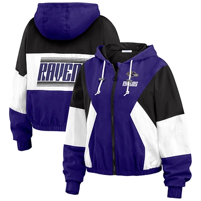 Women's WEAR by Erin Andrews Purple/Black Baltimore Ravens Color Block Full-Zip Windbreaker Jacket