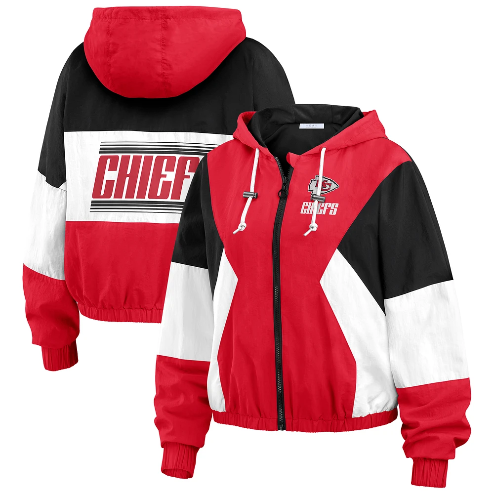 Women's WEAR by Erin Andrews Red/Black Kansas City Chiefs Color Block Full-Zip Windbreaker Jacket