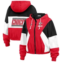 Women's WEAR by Erin Andrews Red/Black Kansas City Chiefs Color Block Full-Zip Windbreaker Jacket