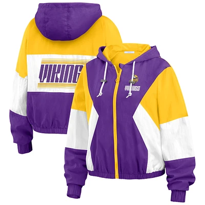 Women's WEAR by Erin Andrews Purple/Gold Minnesota Vikings Color Block Full-Zip Windbreaker Jacket