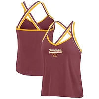 Women's WEAR by Erin Andrews Burgundy Washington Commanders Cross Strap Tri-Blend Tank Top