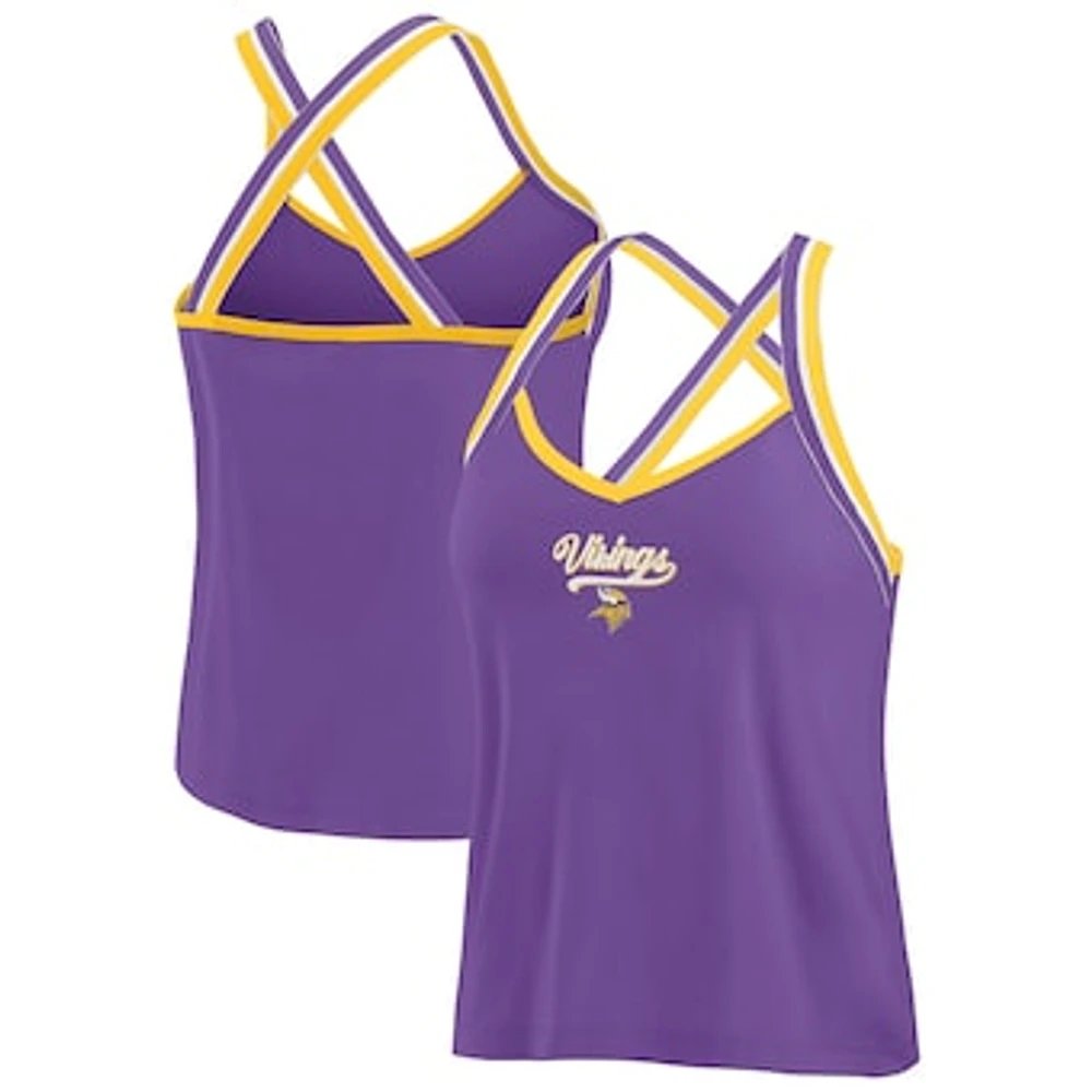 Women's WEAR by Erin Andrews Purple Minnesota Vikings Cross Strap Tri-Blend Tank Top