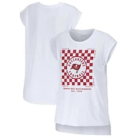 Women's WEAR by Erin Andrews White Tampa Bay Buccaneers Checker Muscle Tank Top