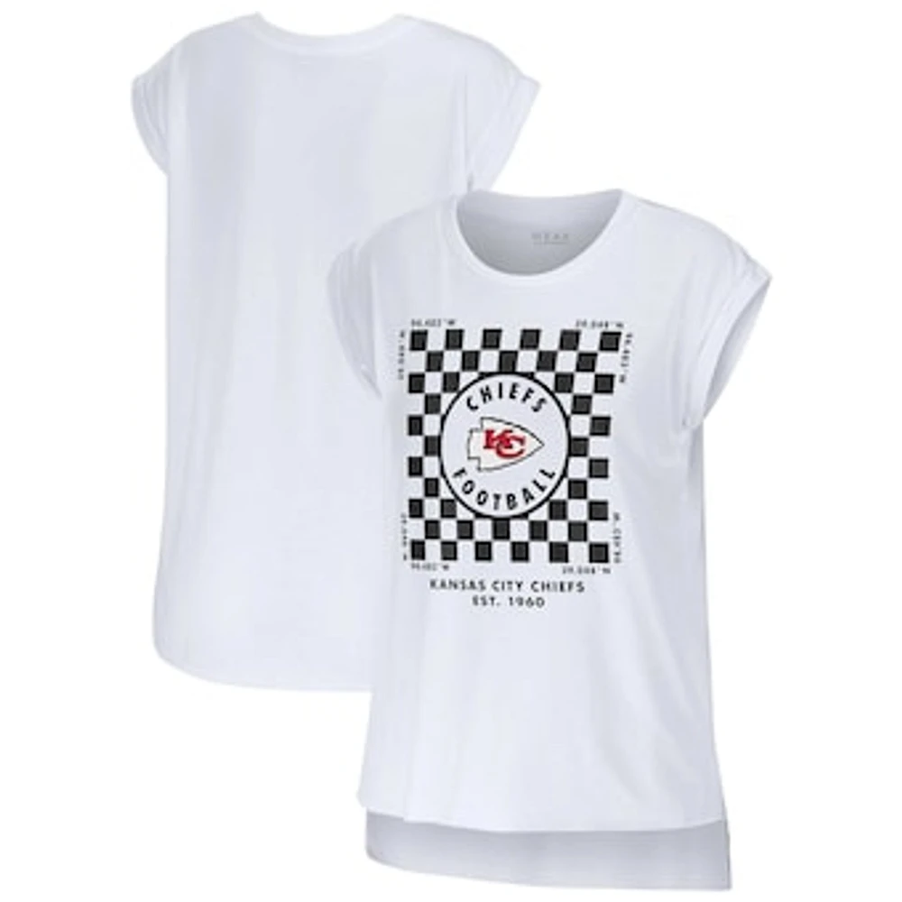 Women's WEAR by Erin Andrews White Kansas City Chiefs Checker Muscle Tank Top