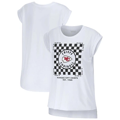 Women's WEAR by Erin Andrews White Kansas City Chiefs Checker Muscle Tank Top