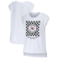 Women's WEAR by Erin Andrews White Kansas City Chiefs Checker Muscle Tank Top