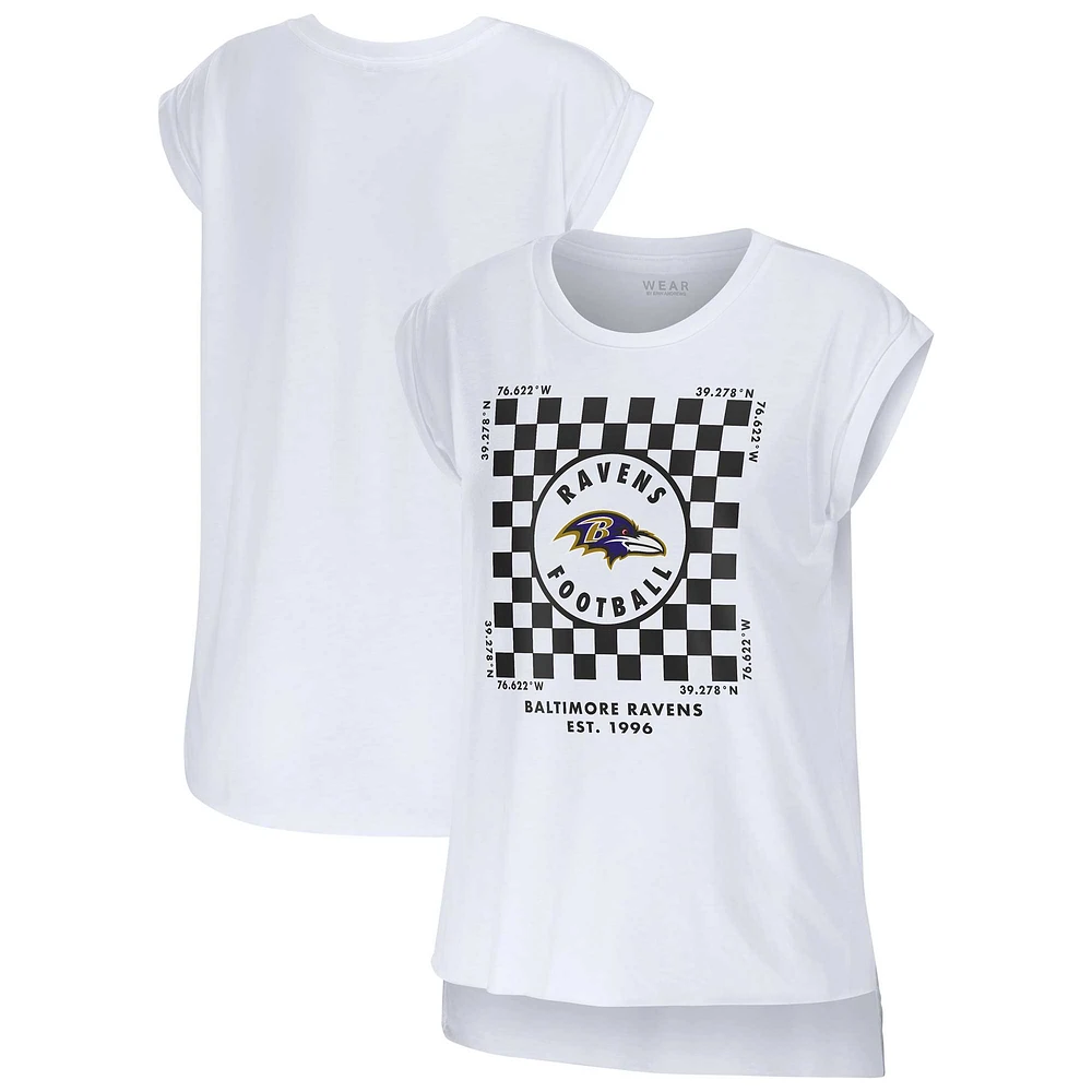 Women's WEAR by Erin Andrews White Baltimore Ravens Checker Muscle Tank Top