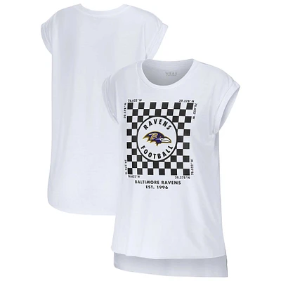 Women's WEAR by Erin Andrews White Baltimore Ravens Checker Muscle Tank Top