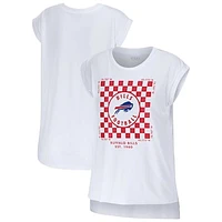 Women's WEAR by Erin Andrews White Buffalo Bills Checker Muscle Tank Top