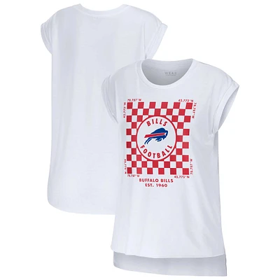 Women's WEAR by Erin Andrews White Buffalo Bills Checker Muscle Tank Top