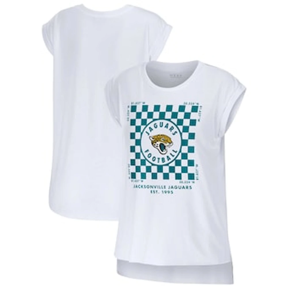 Women's WEAR by Erin Andrews White Jacksonville Jaguars Checker Muscle Tank Top