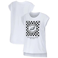 Women's WEAR by Erin Andrews White Philadelphia Eagles Checker Muscle Tank Top