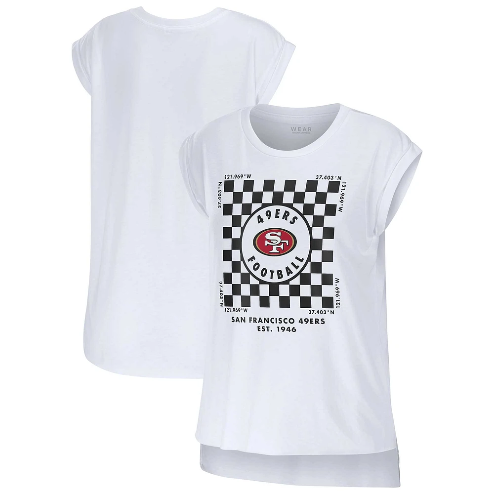 Women's WEAR by Erin Andrews White San Francisco 49ers Checker Muscle Tank Top