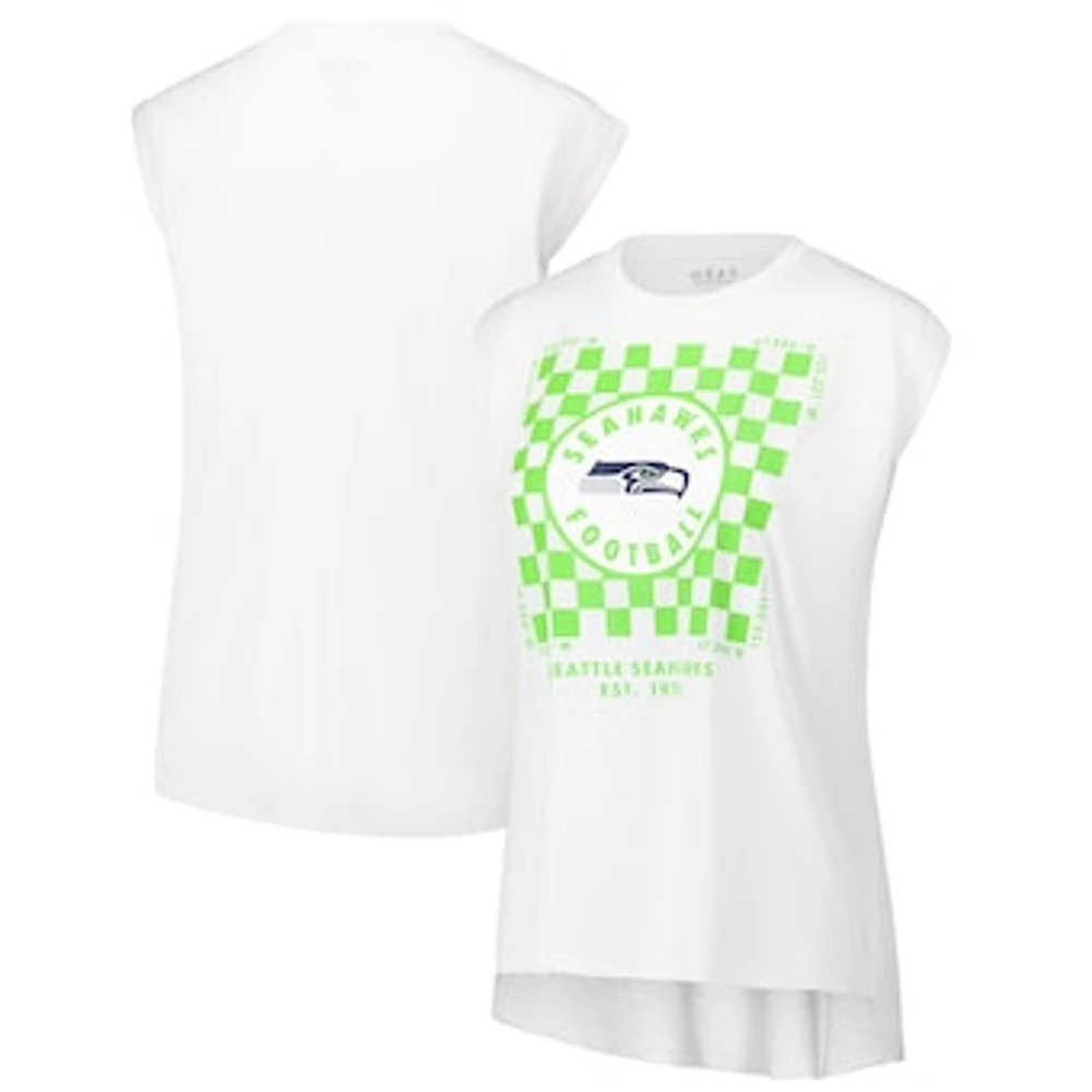 Women's WEAR by Erin Andrews White Seattle Seahawks Checker Muscle Tank Top