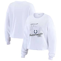 Women's WEAR by Erin Andrews White Indianapolis Colts Postcard Cropped Long Sleeve Top