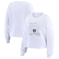 Women's WEAR by Erin Andrews White Las Vegas Raiders Postcard Cropped Long Sleeve Top