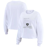 Women's WEAR by Erin Andrews White Las Vegas Raiders Postcard Cropped Long Sleeve Top