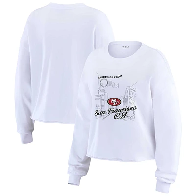 Women's WEAR by Erin Andrews White San Francisco 49ers Postcard Cropped Long Sleeve Top