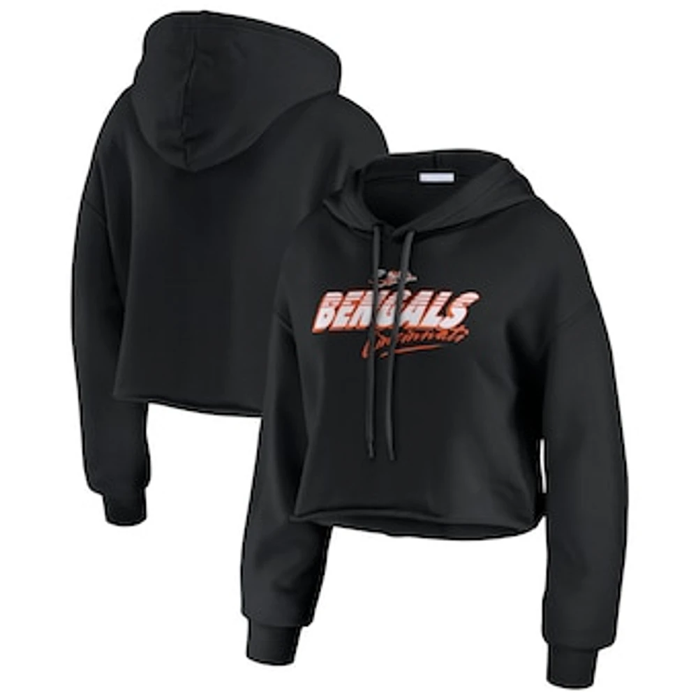 Women's WEAR by Erin Andrews Black Cincinnati Bengals Prime Cropped Pullover Hoodie