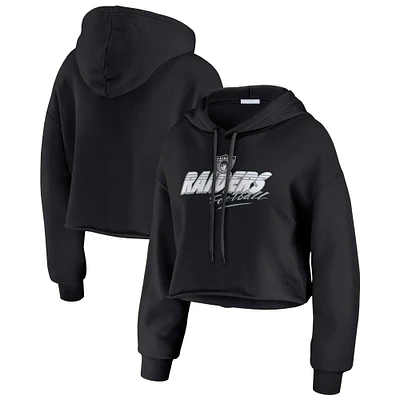 Women's WEAR by Erin Andrews Black Las Vegas Raiders Prime Cropped Pullover Hoodie