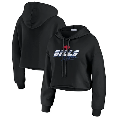 Women's WEAR by Erin Andrews Black Buffalo Bills Prime Cropped Pullover Hoodie