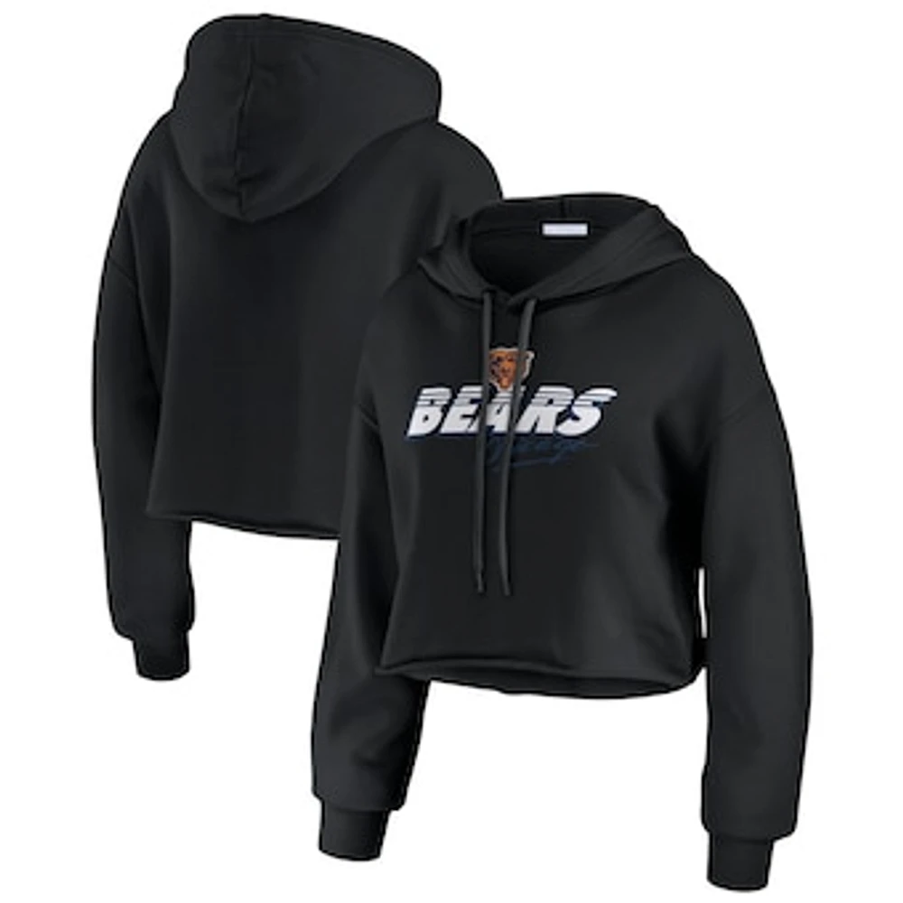 Women's WEAR by Erin Andrews Black Chicago Bears Prime Cropped Pullover Hoodie