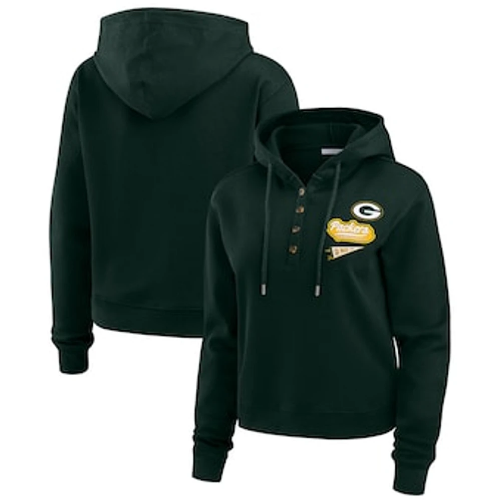 Women's WEAR by Erin Andrews Green Bay Packers Waffle-Knit Pullover Hoodie