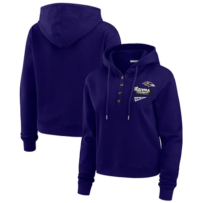 Women's WEAR by Erin Andrews Purple Baltimore Ravens Waffle-Knit Pullover Hoodie