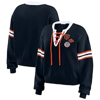 Women's WEAR by Erin Andrews Navy  Chicago Bears Lace-Up Sweater