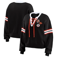 Women's WEAR by Erin Andrews Black  Cincinnati Bengals Lace-Up Sweater