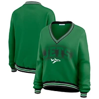 Women's WEAR by Erin Andrews Green New York Jets Oversized Long Sleeve V-Neck Sweatshirt