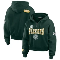 Women's WEAR by Erin Andrews Green Bay Packers Patch Quarter-Zip Pullover Hoodie