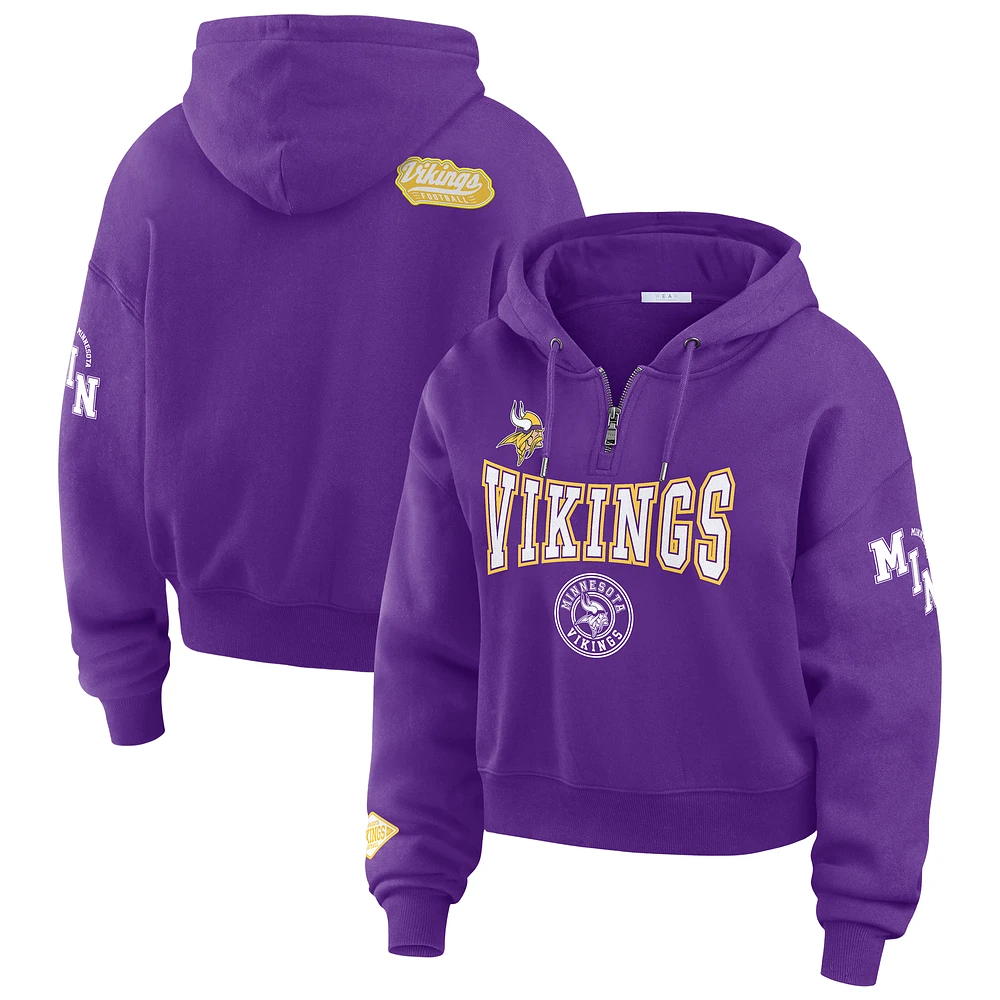 Women's WEAR by Erin Andrews Purple Minnesota Vikings Plus Patch Quarter-Zip Hoodie