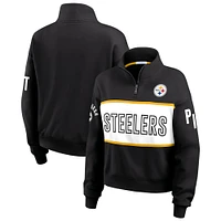 Women's WEAR by Erin Andrews Black Pittsburgh Steelers Quarter-Zip Jacket