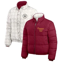 Women's WEAR by Erin Andrews  Burgundy/White Washington Commanders Reversible Cropped Full-Zip Puffer Jacket