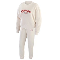 Women's WEAR by Erin Andrews  Oatmeal Kansas City Chiefs Rib-Knit Long Sleeve T-Shirt & Pants Lounge Set