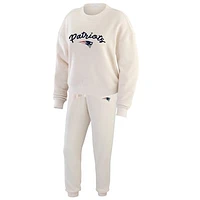 Women's WEAR by Erin Andrews  Oatmeal New England Patriots Rib-Knit Long Sleeve T-Shirt & Pants Lounge Set