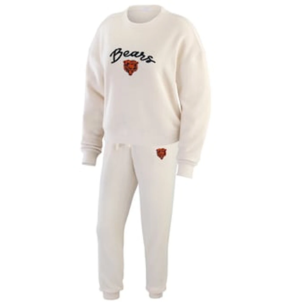 Women's WEAR by Erin Andrews  Oatmeal Chicago Bears Rib-Knit Long Sleeve T-Shirt & Pants Lounge Set