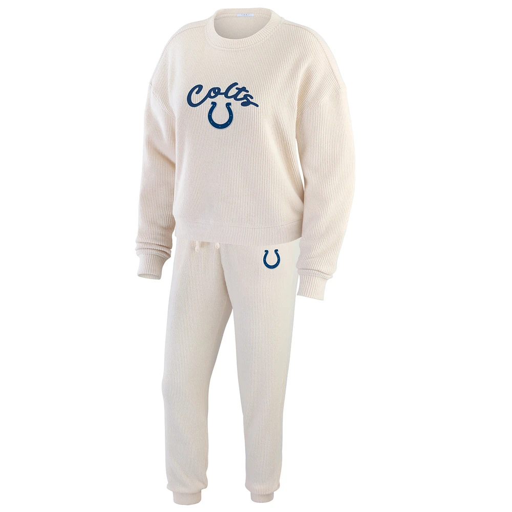 Women's WEAR by Erin Andrews  Oatmeal Indianapolis Colts Rib-Knit Long Sleeve T-Shirt & Pants Lounge Set