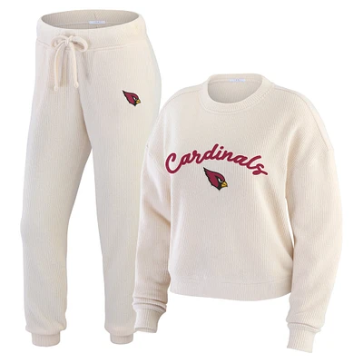 Women's WEAR by Erin Andrews  Oatmeal Arizona Cardinals Rib-Knit Long Sleeve T-Shirt & Pants Lounge Set