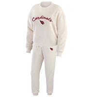 Women's WEAR by Erin Andrews  Oatmeal Arizona Cardinals Rib-Knit Long Sleeve T-Shirt & Pants Lounge Set