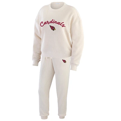 Women's WEAR by Erin Andrews  Oatmeal Arizona Cardinals Rib-Knit Long Sleeve T-Shirt & Pants Lounge Set