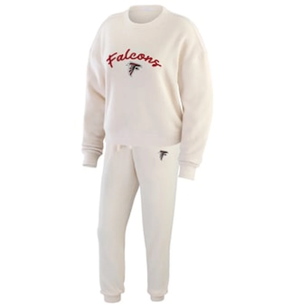 Women's WEAR by Erin Andrews  Oatmeal Atlanta Falcons Rib-Knit Long Sleeve T-Shirt & Pants Lounge Set