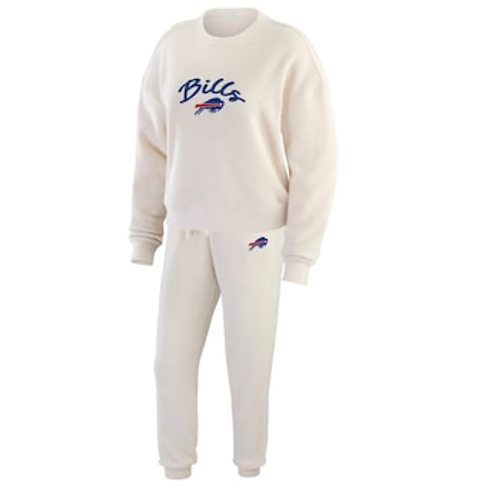 Women's WEAR by Erin Andrews  Oatmeal Buffalo Bills Rib-Knit Long Sleeve T-Shirt & Pants Lounge Set