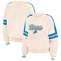 Women's WEAR by Erin Andrews  Cream Detroit Lions Stripe Pullover Sweater