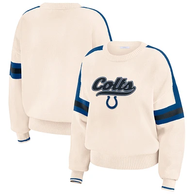 Women's WEAR by Erin Andrews  Cream Indianapolis Colts Stripe Pullover Sweater