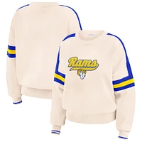 Women's WEAR by Erin Andrews  Cream Los Angeles Rams Stripe Pullover Sweater