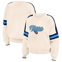 Women's WEAR by Erin Andrews  Cream Tennessee Titans Stripe Pullover Sweater